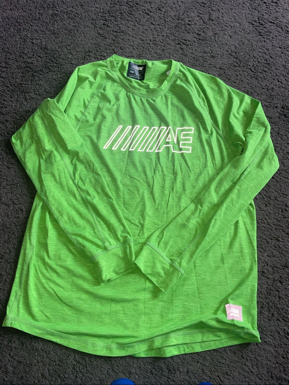 American Eagle Outfitters Bright Green Long-Sleeve Logo Tee